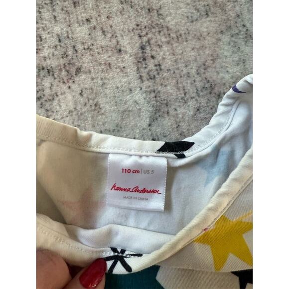 Hanna Andersson Girls Size 5 Star Print 3/4 Sleeve Knee Length Dress - Picture 2 of 3